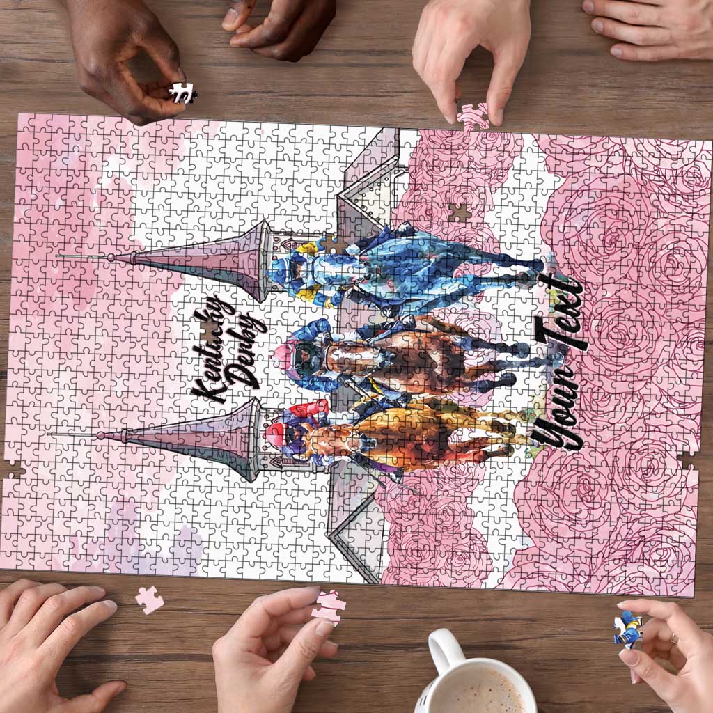 Kentucky Horse Racing Personalized Puzzle Churchill Downs Roses Pastel Pink