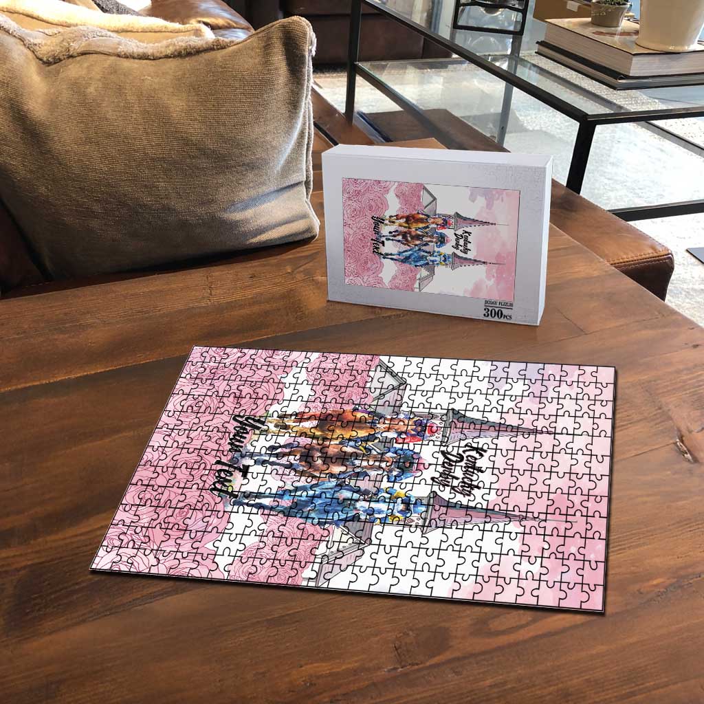 Kentucky Horse Racing Personalized Puzzle Churchill Downs Roses Pastel Pink