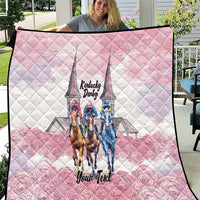 Kentucky Horse Racing Personalized Quilt Churchill Downs Roses Pastel Pink