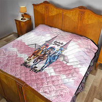 Kentucky Horse Racing Personalized Quilt Churchill Downs Roses Pastel Pink