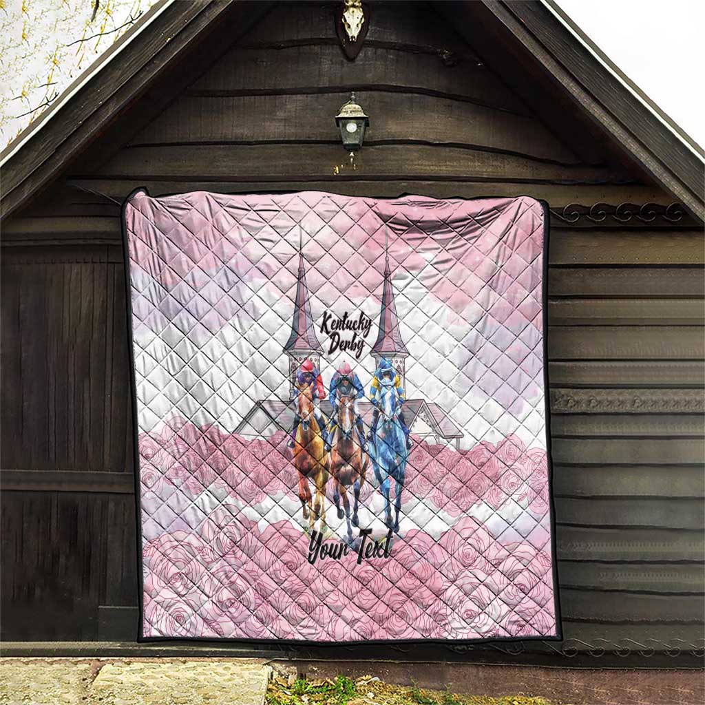 Kentucky Horse Racing Personalized Quilt Churchill Downs Roses Pastel Pink