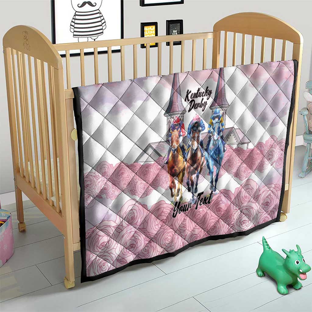 Kentucky Horse Racing Personalized Quilt Churchill Downs Roses Pastel Pink