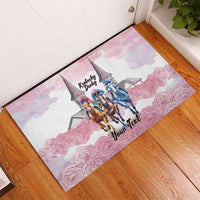 Kentucky Horse Racing Personalized Rubber Doormat Churchill Downs Roses Pastel Pink