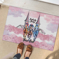 Kentucky Horse Racing Personalized Rubber Doormat Churchill Downs Roses Pastel Pink