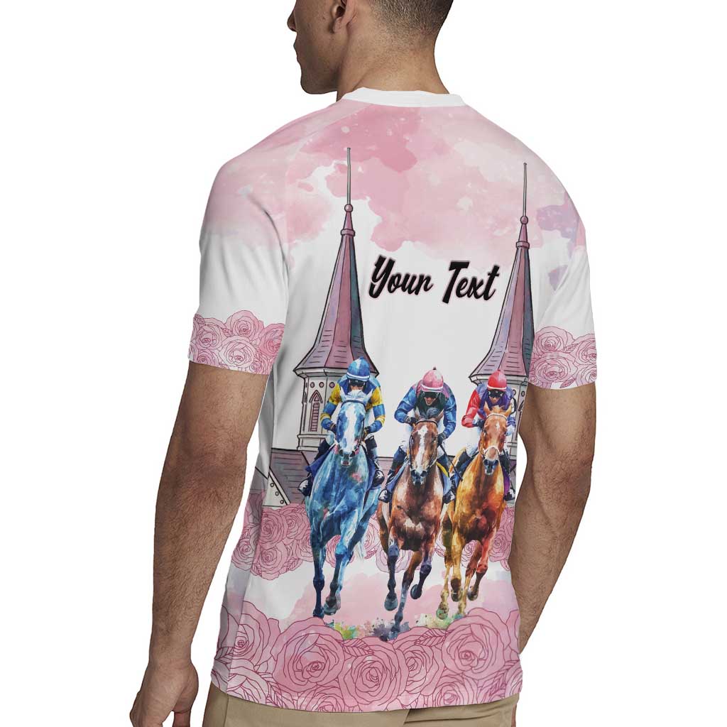 Kentucky Horse Racing Personalized Rugby Jersey Churchill Downs Roses Pastel Pink