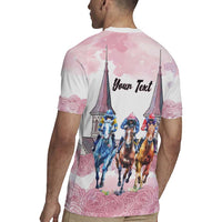 Kentucky Horse Racing Personalized Rugby Jersey Churchill Downs Roses Pastel Pink