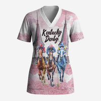 Kentucky Horse Racing Personalized Scrub Top Churchill Downs Roses Pastel Pink