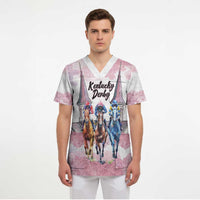 Kentucky Horse Racing Personalized Scrub Top Churchill Downs Roses Pastel Pink