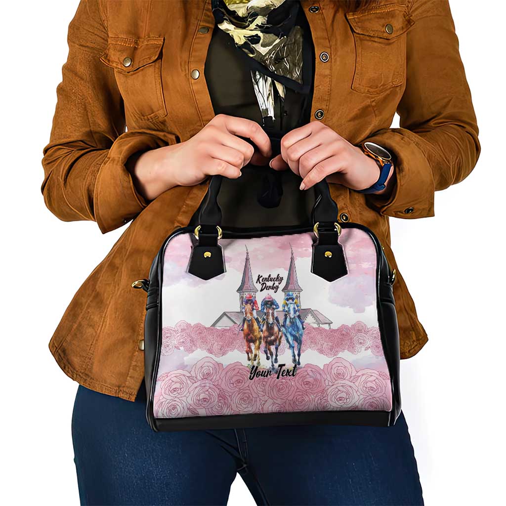 Kentucky Horse Racing Personalized Shoulder Handbag Churchill Downs Roses Pastel Pink