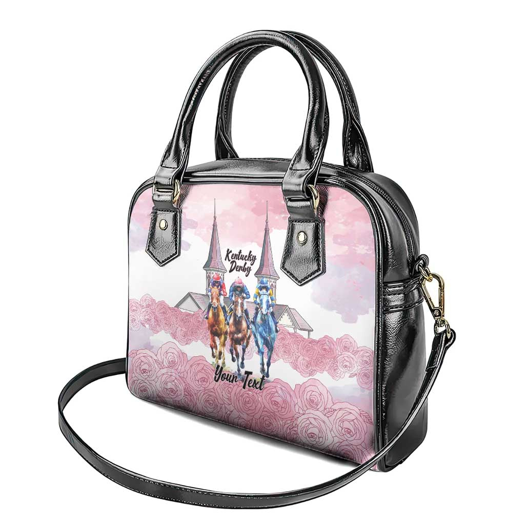 Kentucky Horse Racing Personalized Shoulder Handbag Churchill Downs Roses Pastel Pink