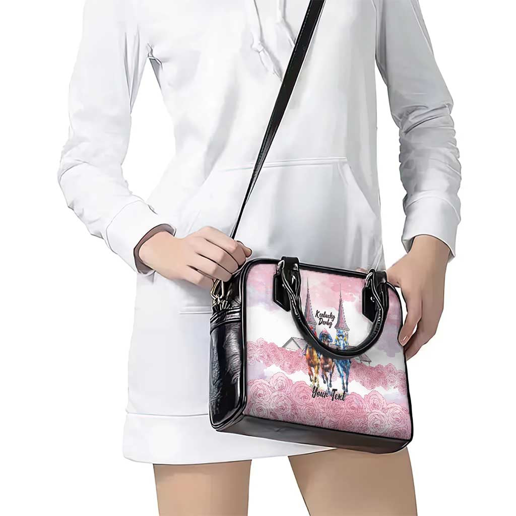 Kentucky Horse Racing Personalized Shoulder Handbag Churchill Downs Roses Pastel Pink
