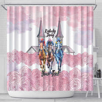 Kentucky Horse Racing Personalized Shower Curtain Churchill Downs Roses Pastel Pink