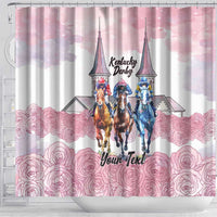 Kentucky Horse Racing Personalized Shower Curtain Churchill Downs Roses Pastel Pink