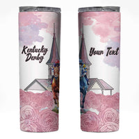 Kentucky Horse Racing Personalized Skinny Tumbler Churchill Downs Roses Pastel Pink