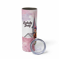 Kentucky Horse Racing Personalized Skinny Tumbler Churchill Downs Roses Pastel Pink