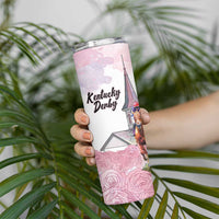 Kentucky Horse Racing Personalized Skinny Tumbler Churchill Downs Roses Pastel Pink