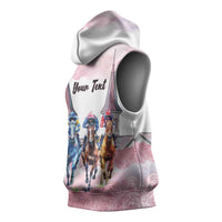 Kentucky Horse Racing Personalized Sleeveless Hoodie Churchill Downs Roses Pastel Pink