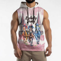 Kentucky Horse Racing Personalized Sleeveless Hoodie Churchill Downs Roses Pastel Pink