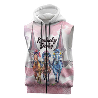 Kentucky Horse Racing Personalized Sleeveless Zip Hoodie Churchill Downs Roses Pastel Pink