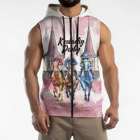 Kentucky Horse Racing Personalized Sleeveless Zip Hoodie Churchill Downs Roses Pastel Pink