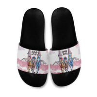 Kentucky Horse Racing Personalized Slide Sandals Churchill Downs Roses Pastel Pink