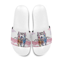 Kentucky Horse Racing Personalized Slide Sandals Churchill Downs Roses Pastel Pink