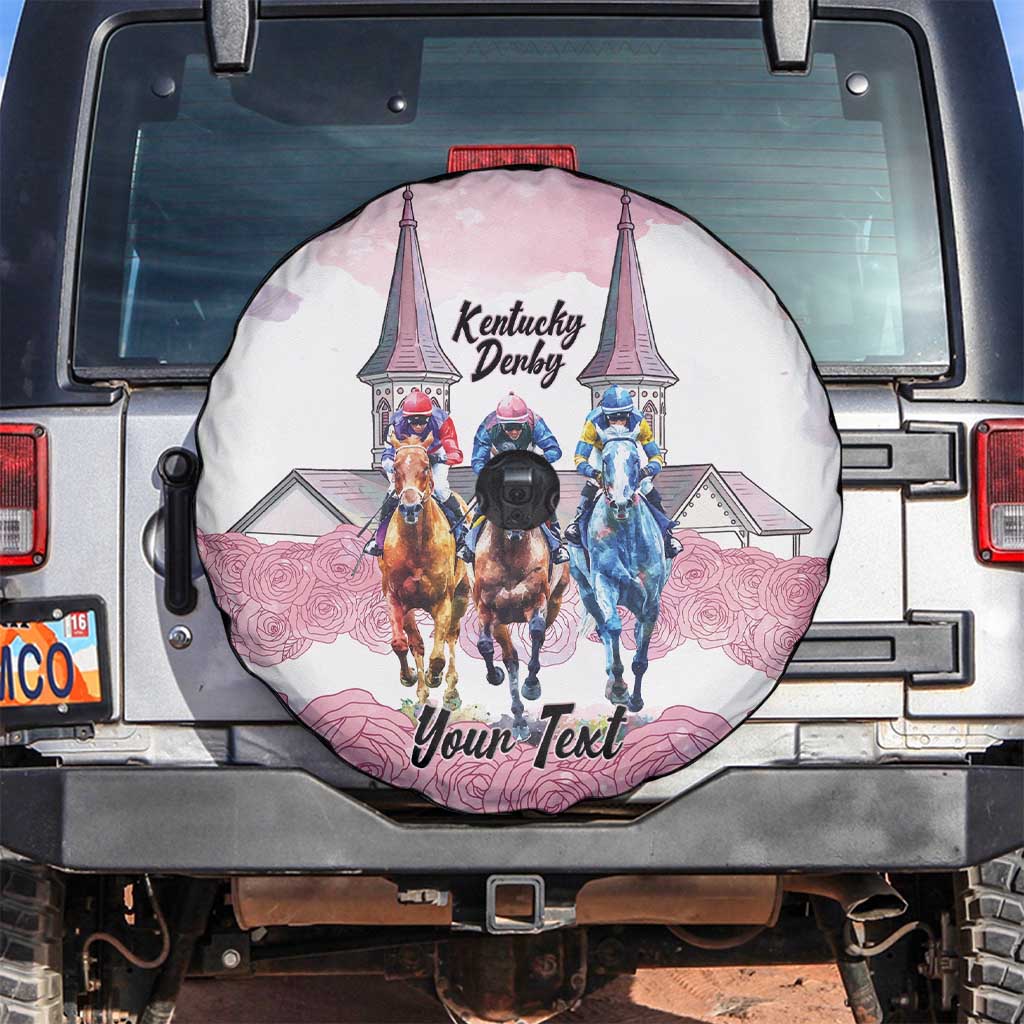 Kentucky Horse Racing Personalized Spare Tire Cover Churchill Downs Roses Pastel Pink