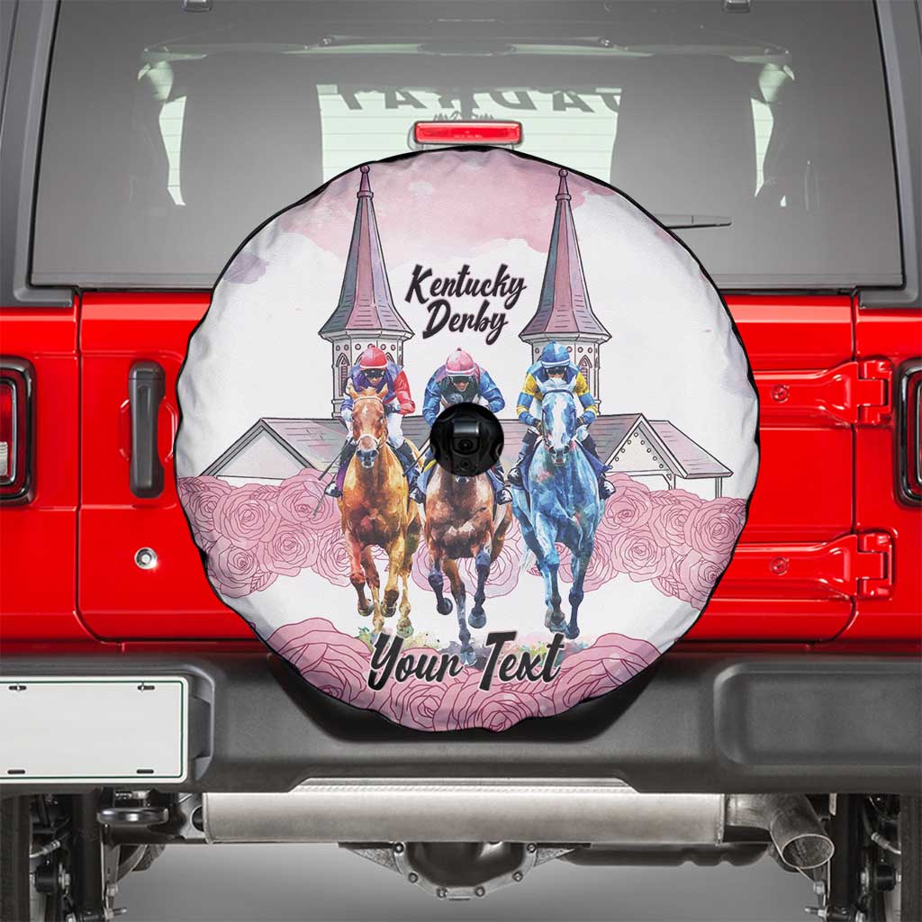 Kentucky Horse Racing Personalized Spare Tire Cover Churchill Downs Roses Pastel Pink