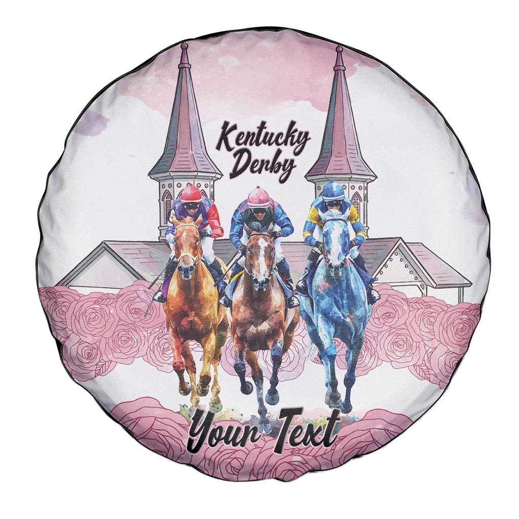 Kentucky Horse Racing Personalized Spare Tire Cover Churchill Downs Roses Pastel Pink