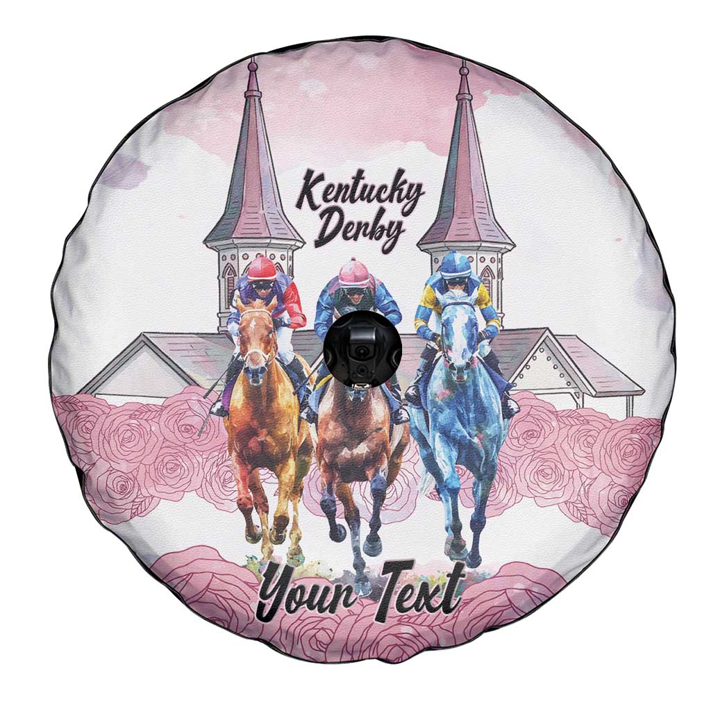 Kentucky Horse Racing Personalized Spare Tire Cover Churchill Downs Roses Pastel Pink