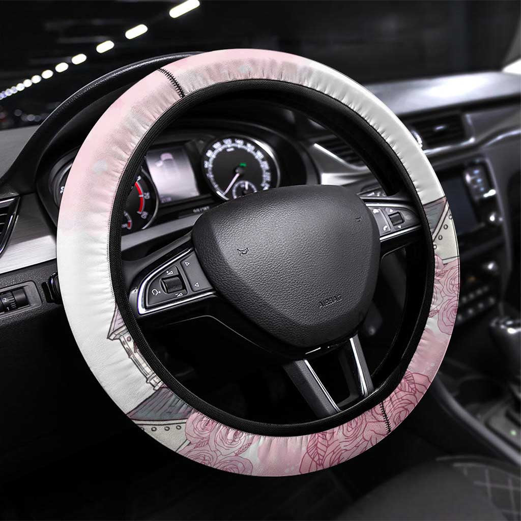 Kentucky Horse Racing Steering Wheel Cover Churchill Downs Roses Pastel Pink