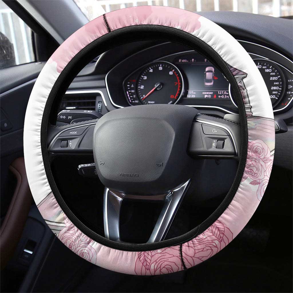 Kentucky Horse Racing Steering Wheel Cover Churchill Downs Roses Pastel Pink