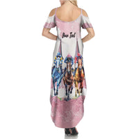 Kentucky Horse Racing Personalized Summer Maxi Dress Churchill Downs Roses Pastel Pink
