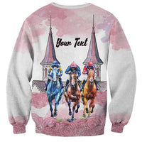 Kentucky Horse Racing Personalized Sweatshirt Churchill Downs Roses Pastel Pink