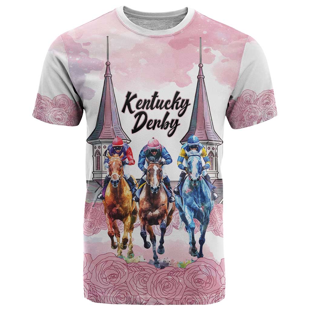 Kentucky Horse Racing Personalized T Shirt Churchill Downs Roses Pastel Pink