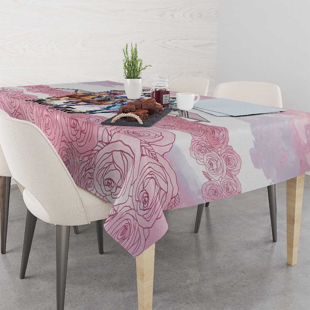 Kentucky Horse Racing Personalized Tablecloth Churchill Downs Roses Pastel Pink