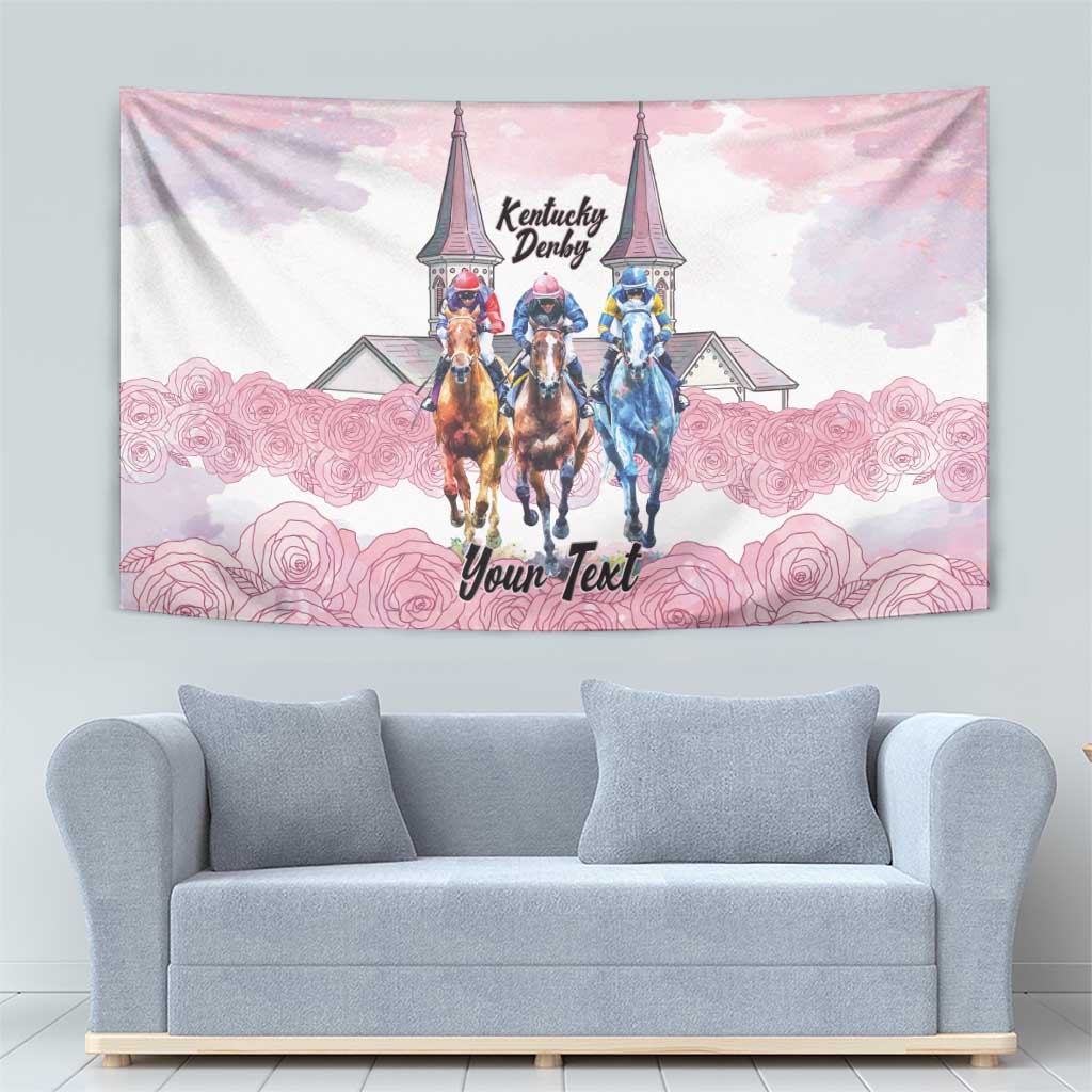 Kentucky Horse Racing Personalized Tapestry Churchill Downs Roses Pastel Pink