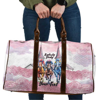 Kentucky Horse Racing Personalized Travel Bag Churchill Downs Roses Pastel Pink