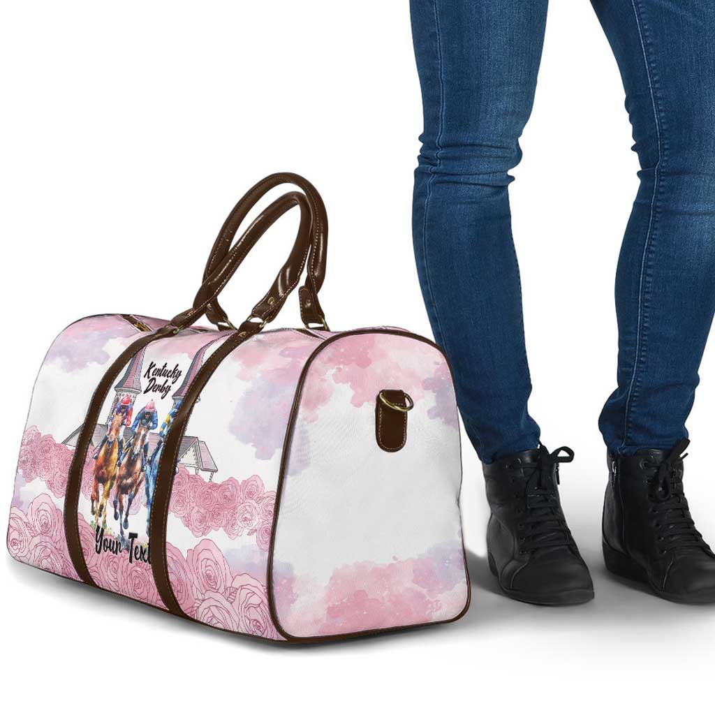 Kentucky Horse Racing Personalized Travel Bag Churchill Downs Roses Pastel Pink