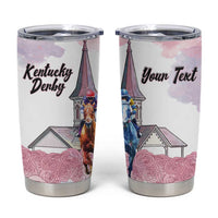 Kentucky Horse Racing Personalized Tumbler Cup Churchill Downs Roses Pastel Pink