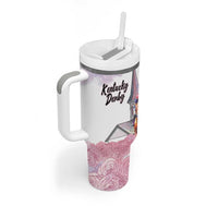 Kentucky Horse Racing Personalized Tumbler With Handle Churchill Downs Roses Pastel Pink
