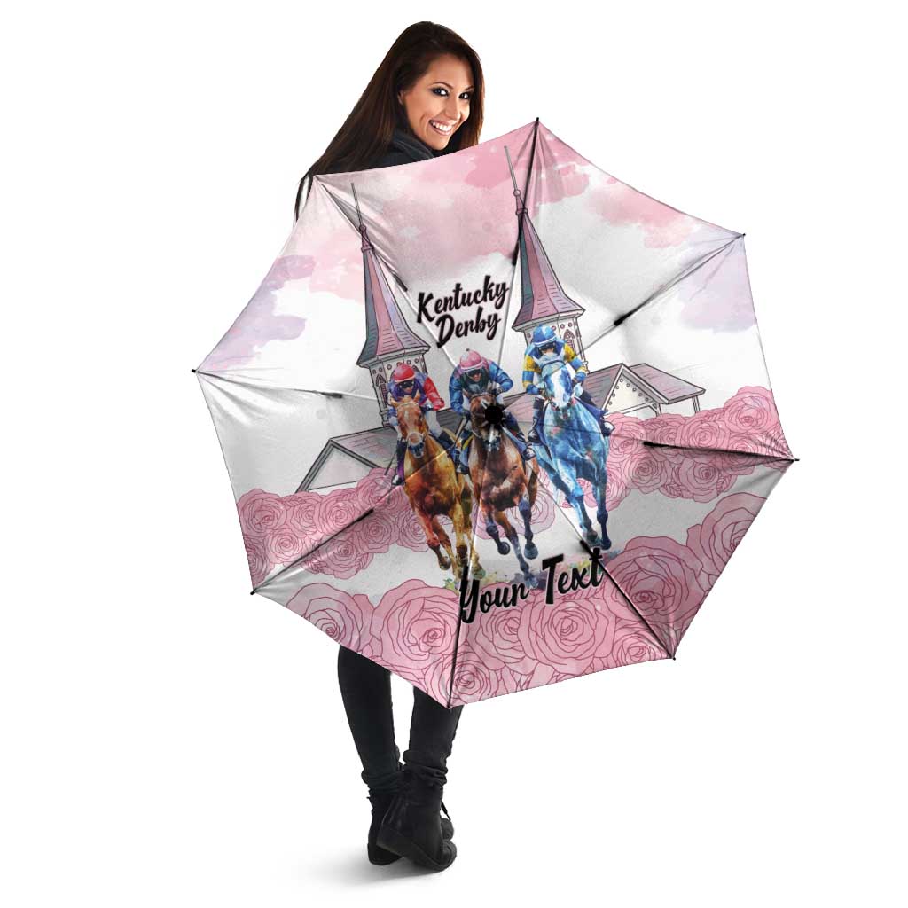 Kentucky Horse Racing Personalized Umbrella Churchill Downs Roses Pastel Pink