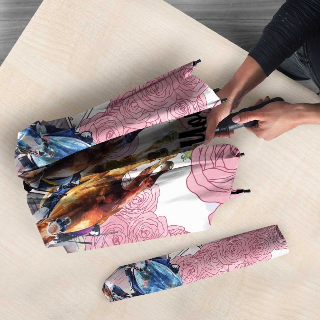 Kentucky Horse Racing Personalized Umbrella Churchill Downs Roses Pastel Pink