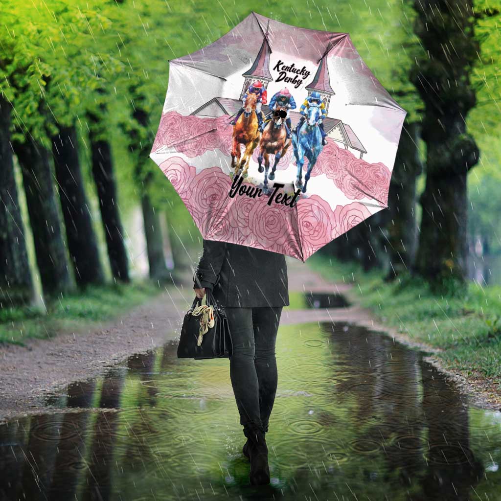 Kentucky Horse Racing Personalized Umbrella Churchill Downs Roses Pastel Pink