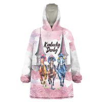 Kentucky Horse Racing Personalized Wearable Blanket Hoodie Churchill Downs Roses Pastel Pink