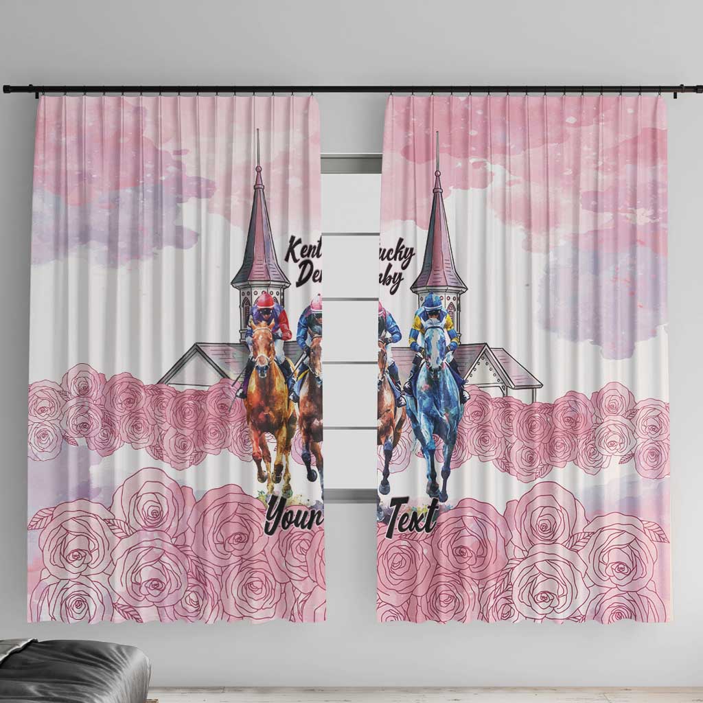 Kentucky Horse Racing Personalized Window Curtain Churchill Downs Roses Pastel Pink