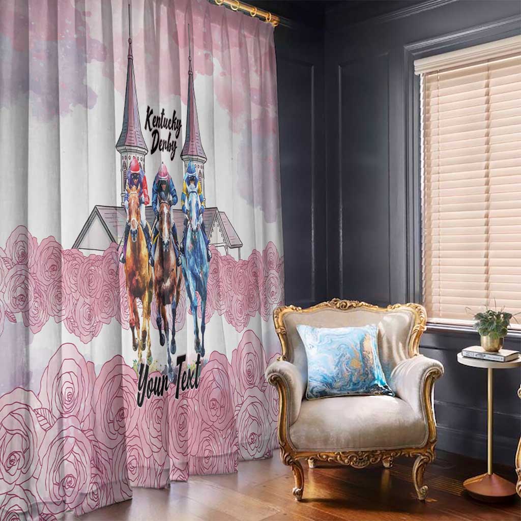 Kentucky Horse Racing Personalized Window Curtain Churchill Downs Roses Pastel Pink
