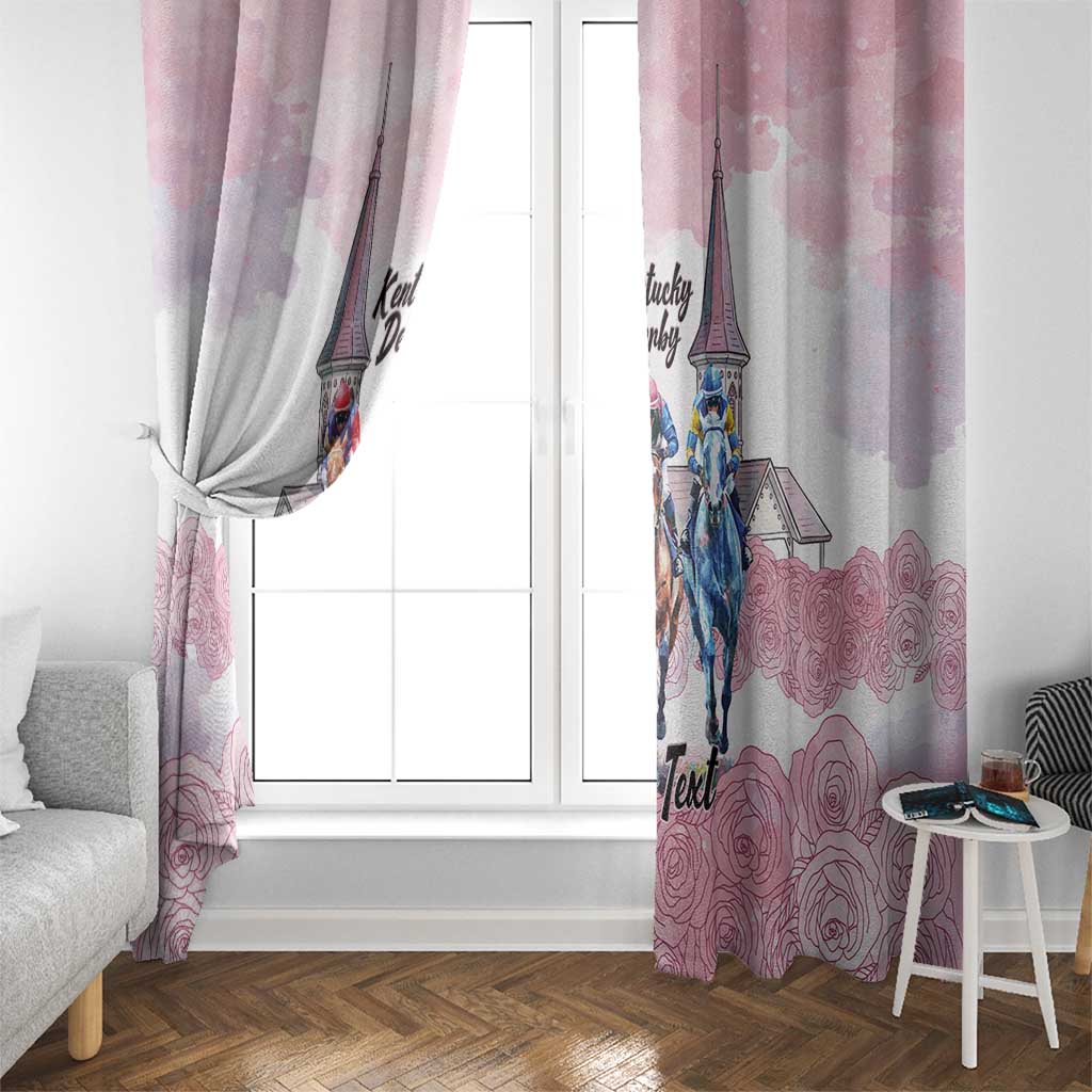 Kentucky Horse Racing Personalized Window Curtain Churchill Downs Roses Pastel Pink