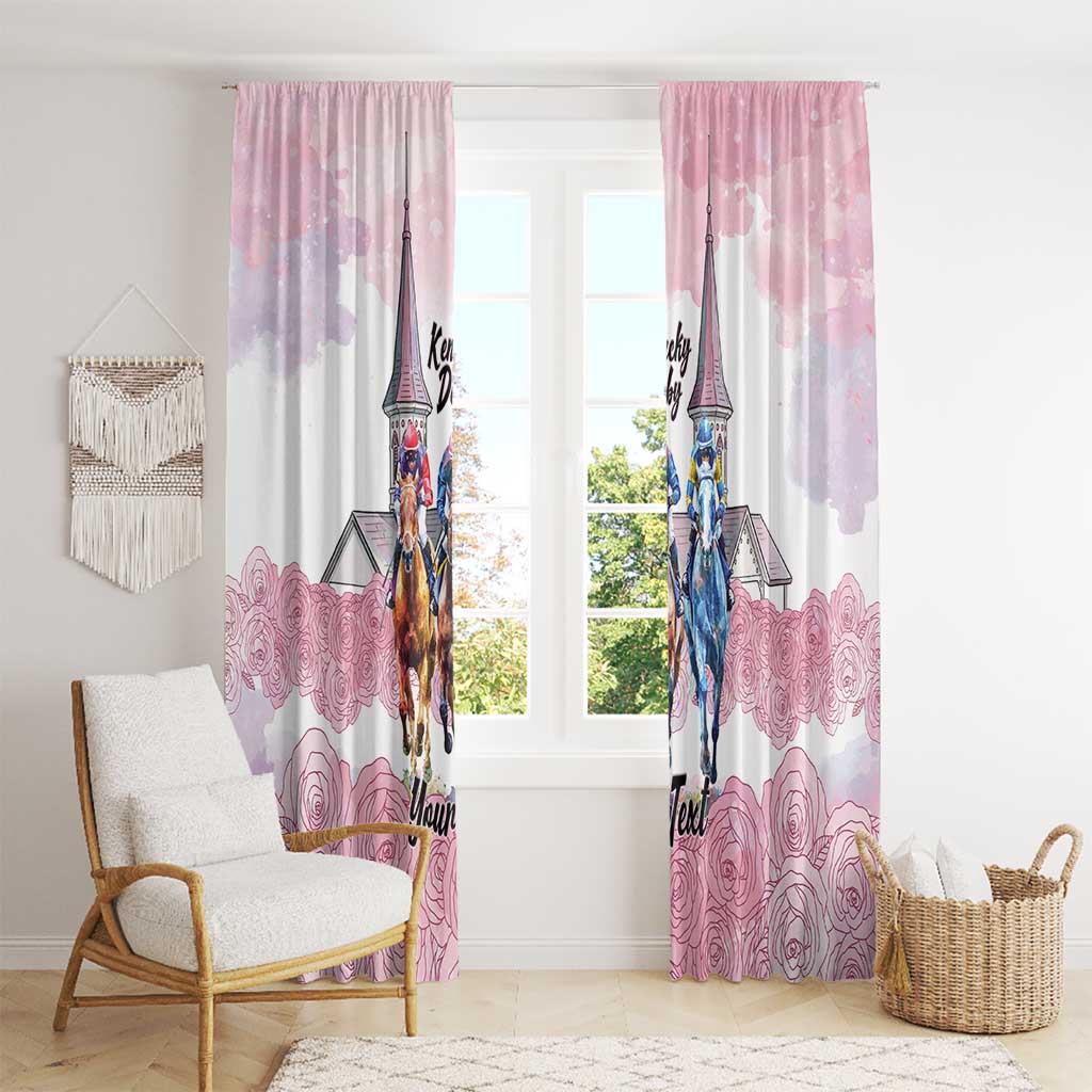 Kentucky Horse Racing Personalized Window Curtain Churchill Downs Roses Pastel Pink