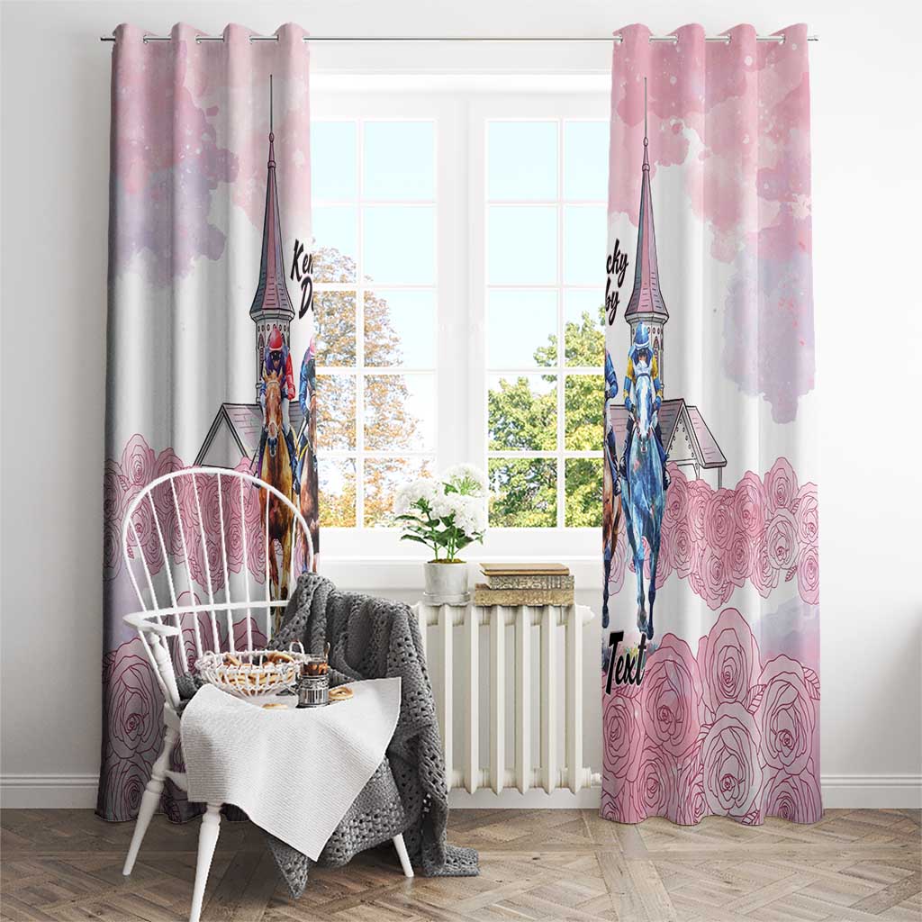 Kentucky Horse Racing Personalized Window Curtain Churchill Downs Roses Pastel Pink